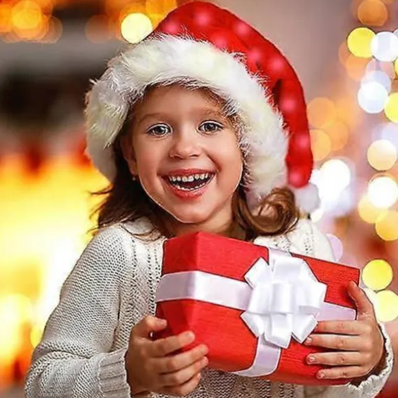 LED Hat sjov hat Plys Julemandshat Lysende Sjove Hatte til Børn Voksne Indbyggede Lys Rød Julemandshat Klassisk Cosplay Hat, Hat til Voksne, Børn