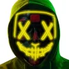 LED Horror Maske, Halloween Maske, Purge med 3X Lichteffekter, Con