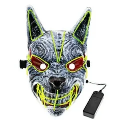 LED Hundemaske LED Ulvemaske Halloween Skræmmende Cosplay Realistiske Masker Til Halloween rekvisit GREEN