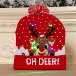 LED Julehat 2 Stykker LED Farverige Julehat Fawn Strik