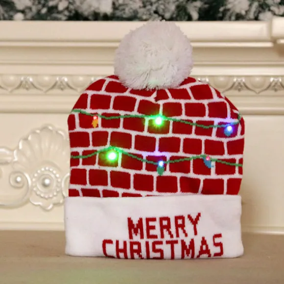LED Julehat 2 Stykker LED Farverige Julehat Fawn Strik