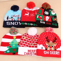 LED Julehat 2 Stykker LED Farverige Julehat Fawn Strik
