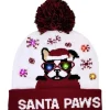 LED Julehat, Lysende Julehat Unisex Strikket Hue Feriehat med Hundetryk til Fest