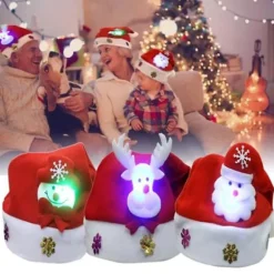 LED Julehatte Dejlige Snemand Elg Julemand Hatte til Voksne og Børn Julegave Familie Julehatte