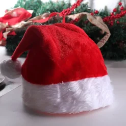 LED julehue - Lysende nissehue, juleferiehue til voksne, unisex plys komfort julehuer