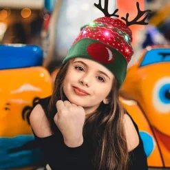 LED Jule-Strikket Hat, Lysende Strikket Hat