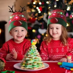 LED Jule-Strikket Hat, Lysende Strikket Hat
