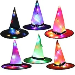 LED Lys Heks Hatte Halloween Kostume Cosplay Rekvisitter Udendørs Træ Hængende Ornament Party Dekoration Halloween Dekoration (Ingen Lys Pink)