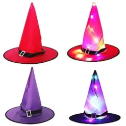 LED Lys Heks Hatte Halloween Kostume Cosplay Rekvisitter Udendørs Træ Hængende Ornament Party Dekoration Halloween Dekoration (Ingen Lys Pink)