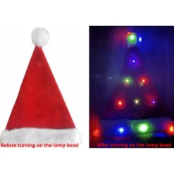 LED Lys Santa Hat Lysende Santa Hat Santa Kostume Tilbehør Rekvisitter Julehat Julehat Til Natklub Cosplay Klæd Dig Ud Red 45cm for Adults