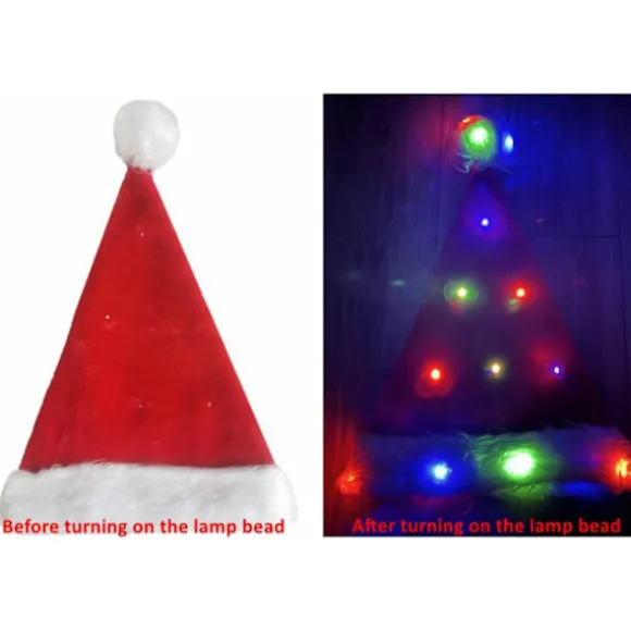 LED Lys Santa Hat Lysende Santa Hat Santa Kostume Tilbehør Rekvisitter Julehat Julehat Til Natklub Cosplay Klæd Dig Ud Red 45cm for Adults