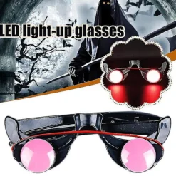 LED Lysende Glow Briller Sjove Røde Øjne Halloween Cosplay Tilbehør [HK]