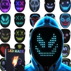LED Lysende Halloween Maske med Gestusstyring til Børn og Voksne[JUN]