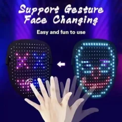 LED Lysende Halloween Maske med Gestusstyring til Børn og Voksne[JUN]