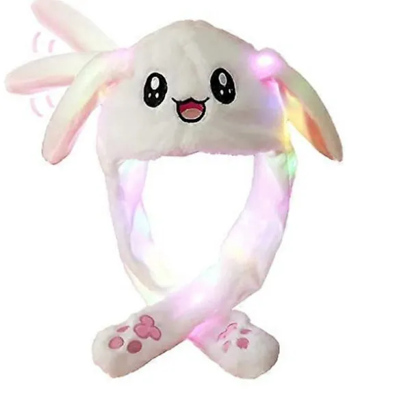 LED Lysende Plys Bevægelig Kaninhat Sjov Lysende og Øre Bevægelig Kaninhat Kasket til Kvinder Piger, Cosplay Jul Fest Feriehat