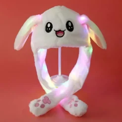 LED Lysende Plys Bevægelig Kaninhat Sjov Lysende og Øre Bevægelig Kaninhat Kasket til Kvinder Piger, Cosplay Jul Fest Feriehat