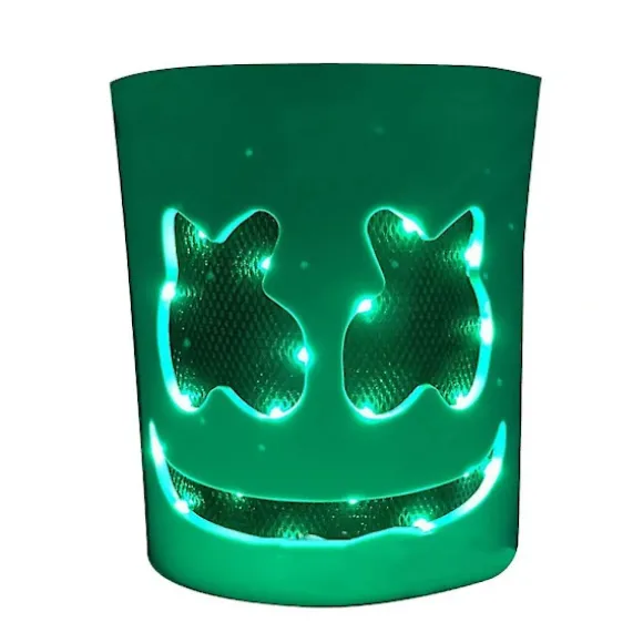 LED Marshmello Maske DJ Cosplay Hjelm Kostumefest Tilbehør Lyser Op