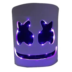 LED Marshmello Maske DJ Cosplay Hjelm Kostumefest Tilbehør Lyser Op