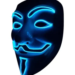 LED Maske Med Lys Til Halloween, Jul, Karneval, Festival, Kostume Cosplay Fest (Hvidt Ansigt Blåt Lys)