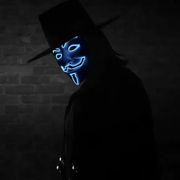 LED Maske Med Lys Til Halloween, Jul, Karneval, Festival, Kostume Cosplay Fest (Hvidt Ansigt Blåt Lys)