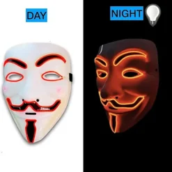LED Maske V Vendetta Maske EL Wire Lysende til Halloween Kostume Cosplay Fest