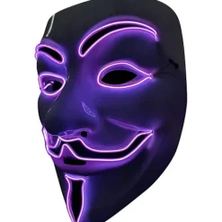 LED Maske V Vendetta Maske EL Wire Lysende til Halloween Kostume Cosplay Fest