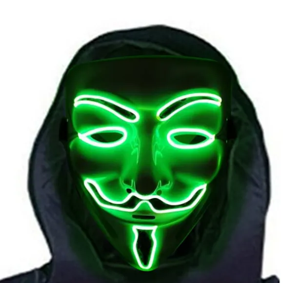LED Maske V Vendetta Maske EL Wire Lysende til Halloween Kostume Cosplay Fest