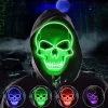 LED rensemaske, Halloweenmaske, LED-rædselsmaske i mørket, Halloween rensemaske, med 3 lystilstande, egnet til kostumelege-FA-