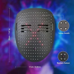 LED Selvlysende Maske med 50 Forudindstillede Mønstre, Skræmmende Skelet Ansigtsændrende Maske til Cosplay, Halloween & Kostumefester Black