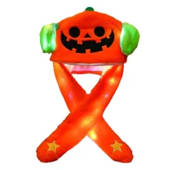LED Selvlysende Plys Græskarmonsterhat med Bevægelige Ører til Halloween Påske Cosplay Jul