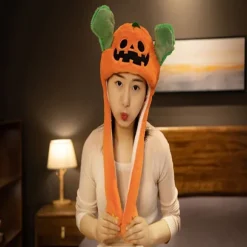 LED Selvlysende Plys Græskarmonsterhat med Bevægelige Ører til Halloween Påske Cosplay Jul