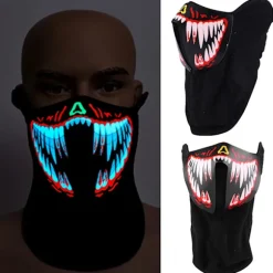 LED Stor Terror Maske Stemmeaktiveret Musik Maske til Festival Fest Dans Rød