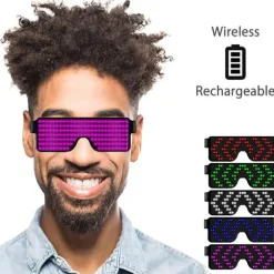 LED Trådløse Briller Festdekorationer USB-opladelige 11 Mønstre