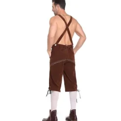 Lederhosen Mænd - Ægte Læder Ægte tysk Lederhosen-kompatibilitet med mænd, Oktoberfest-outfit - Kort Lysebrun brun M