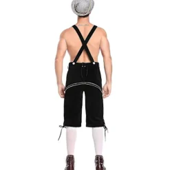 Lederhosen Voksne - Ægte Læder Autentiske Tyske Lederhosen Til Mænd, Oktoberfest Outfit Sort[YDE] Sort{F3441} Black L
