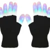LED-handsker – Flerfarvede blinkende partyhandsker til Halloween & rave – Sort