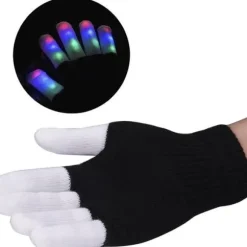 LED-handsker – Flerfarvede blinkende partyhandsker til Halloween & rave – Sort