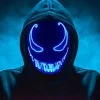 Ledmaske Halloween, Led Halloween Maske, Purge Maske med 3 lystilstande, Light Up Halloween Maske kompatibilitet med mænd Kvinder Børn Blå