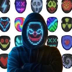 LED-maske med gestuskontrol, cool ansigtsmorfende maske, perfekt gave til Halloween, jul, fødselsdag, rollespil, fest-XF14-