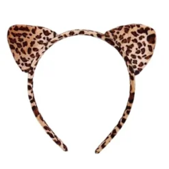 Leopardprint Katteører Pandebånd og Hale Sæt Blødt Polyester Rollespil Kostume Tilbehør til Børn Voksne Flerfarvet A