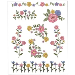 Letanvendelig blomsterbroderi papirklistermærke til håndværksaktivitet