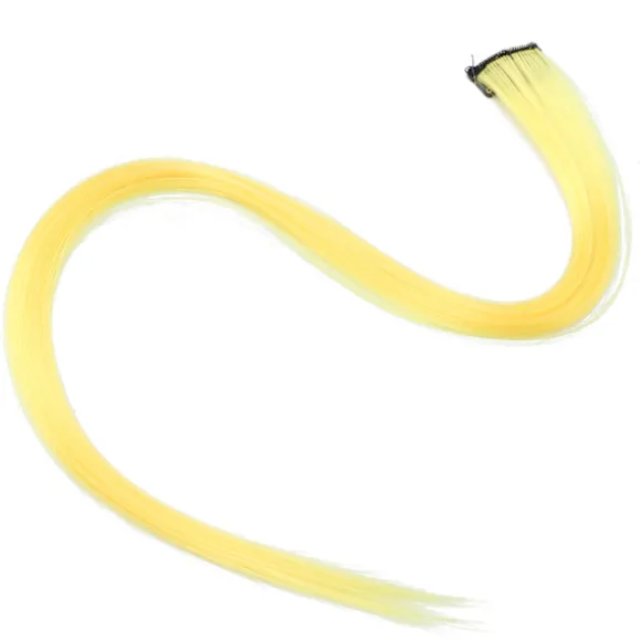 Lige Hårstykke Clip Lyse Farve Hår Extensions Hårstykke til Cosplay Udklædningsfest HolidayYellow