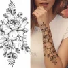 Lilla rose smykker vandoverførsel tatovering sticker, kvinders krops- og brystkunst midlertidig tatovering, piges bælte glitter tatovering blomst.