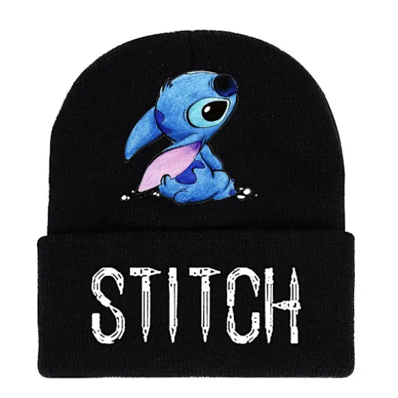 Lilo & Stitch Tegnefilm Karakter Trykt Strikket Beanie Hat Vinter Varmt Skihue Kvinder Mænd Gave