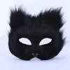 Lodden Rævemaske Halloween Cosplay Maske, Katte Maske til Påske Karneval Cosplay Party (Sort)