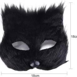 Lodden Rævemaske Halloween Cosplay Maske, Katte Maske til Påske Karneval Cosplay Party (Sort)