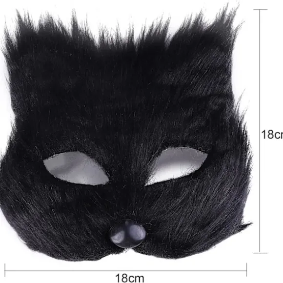 Lodden Rævemaske Halloween Cosplay Maske, Katte Maske til Påske Karneval Cosplay Party (Sort)