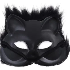 Lodden Rævemaske Halloween Cosplay Maske, Katte Maske til Påske Karneval Cosplay Party (Sort)