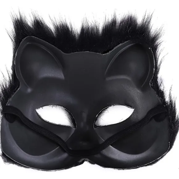 Lodden Rævemaske Halloween Cosplay Maske, Katte Maske til Påske Karneval Cosplay Party (Sort)