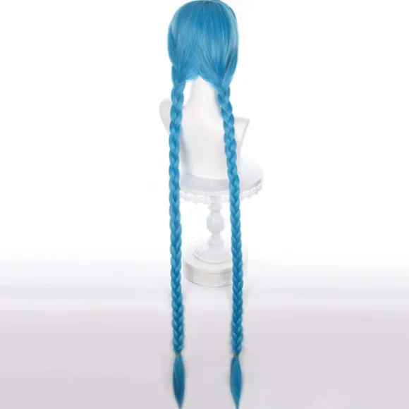 LOL Character Jinx Cosplay paryk Blå lang paryk 120 cm Y